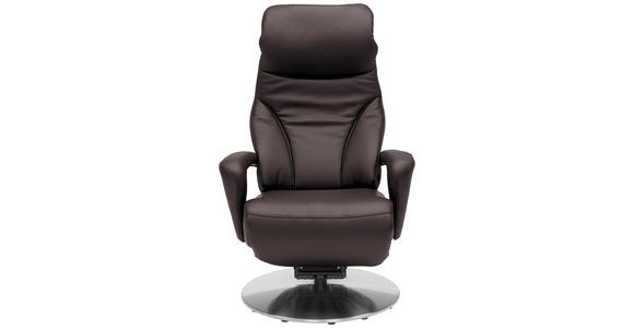 RELAXSESSEL in Leder Mokka  - Edelstahlfarben/Mokka, Design, Leder/Metall (75/117/88cm) - Dieter Knoll