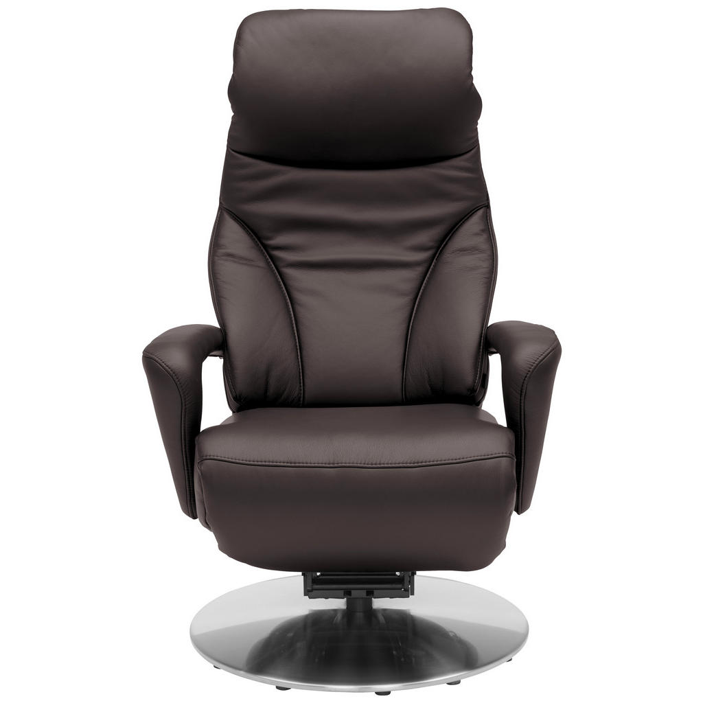 Thumbnail - Dieter Knoll Relaxsessel Lenno, Mokka, Leder, Echtleder, Longlife-Leder, Semi-Anilinleder, 75x117x88 cm, Goldenes M, Fuß...