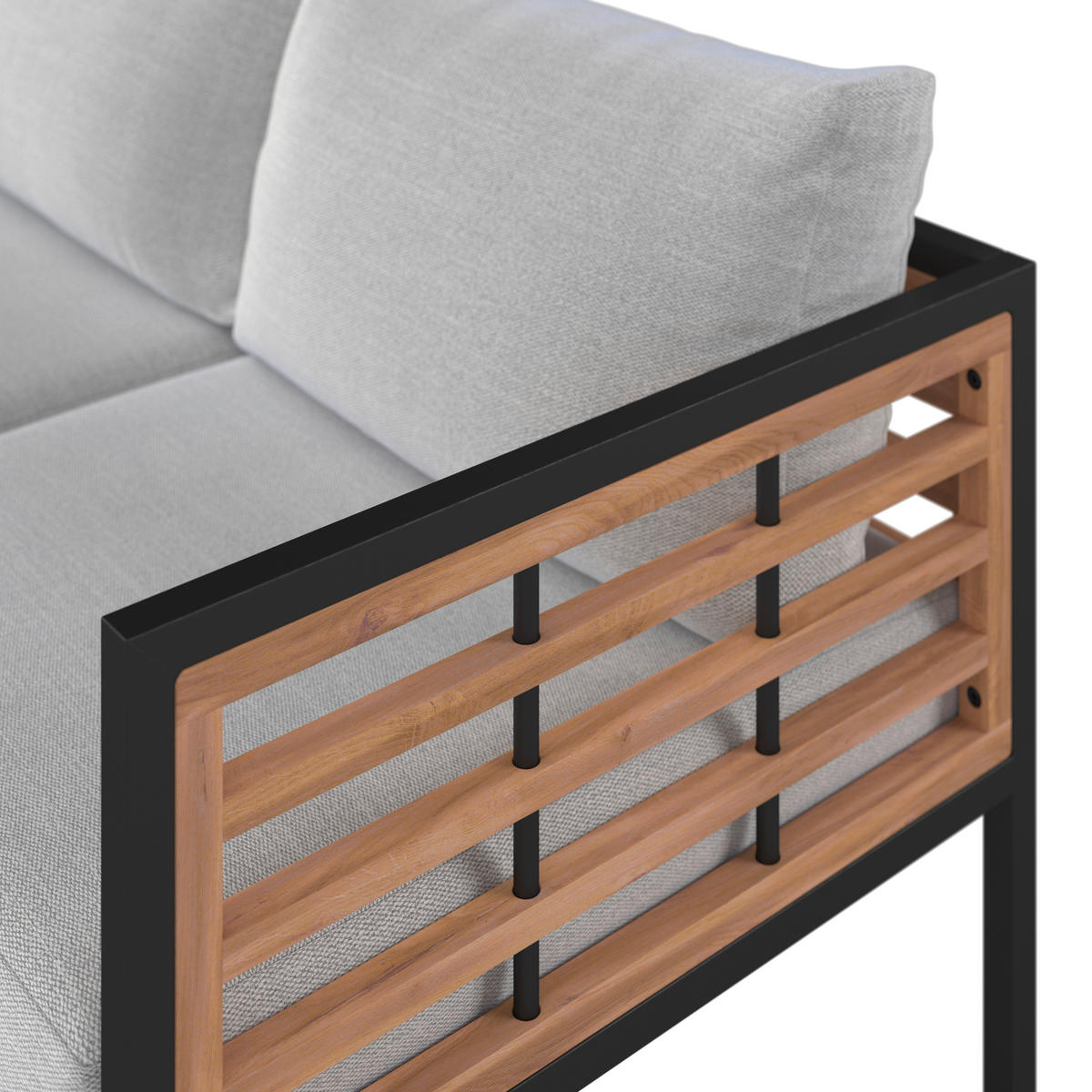 LOUNGESOFA  - Schwarz/Naturfarben, MODERN, Holz/Textil (185/67,5/63,5cm) - Ambia Garden