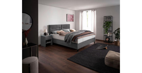 BOXSPRINGBETT 200/220 cm  in Grau  - Schwarz/Grau, KONVENTIONELL, Textil/Metall (200/220cm) - Esposa