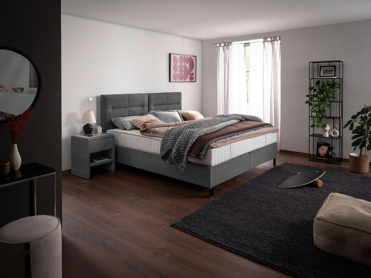 BOXSPRINGBETT 240/220 cm  in Grau  - Schwarz/Grau, Konventionell, Textil/Metall (240/220cm) - Esposa