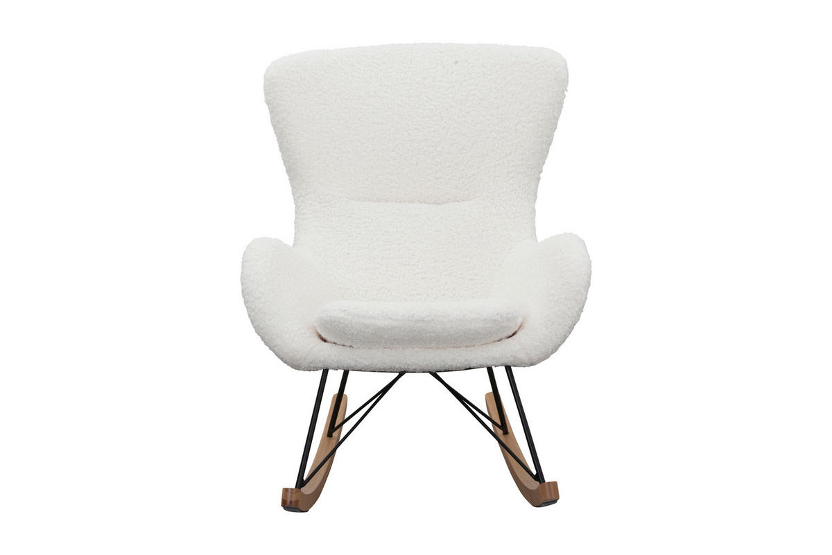 SCHAUKELSTUHL in Teddystoff Weiß  - Eichefarben/Weiß, MODERN, Holz/Textil (75/106/102cm) - Livetastic