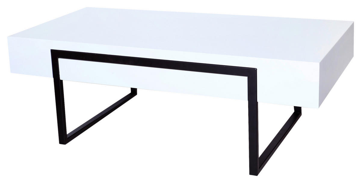 COUCHTISCH 120/60/42 cm rechteckig Schwarz, Weiß  - Schwarz/Weiß, Design, Holzwerkstoff/Metall (120/60/42cm) - Novel