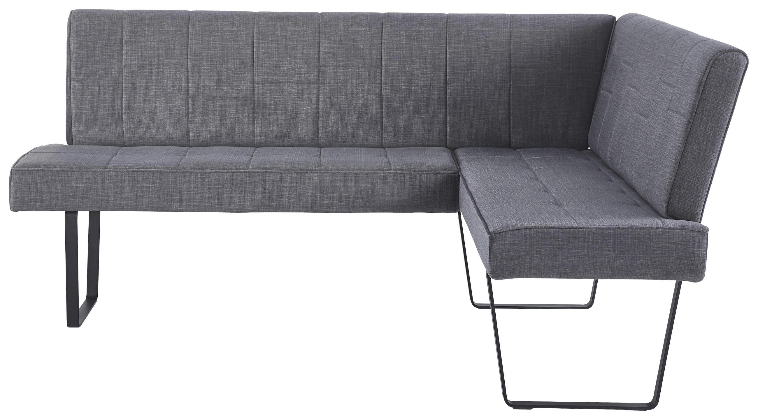 ECKBANK 190/150 cm Samt Dunkelgrau   - Dunkelgrau, KONVENTIONELL, Textil/Metall (190/150cm) - MID.YOU