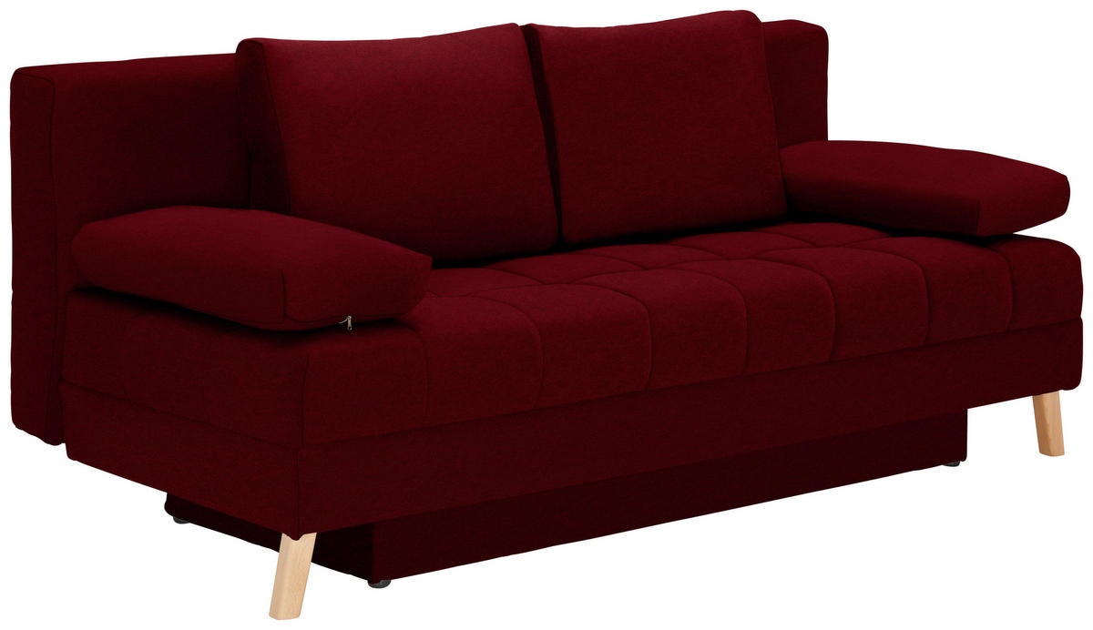 SCHLAFSOFA in Webstoff Dunkelrot  - Naturfarben/Dunkelrot, KONVENTIONELL, Holz/Textil (195/90/90cm) - Cantus
