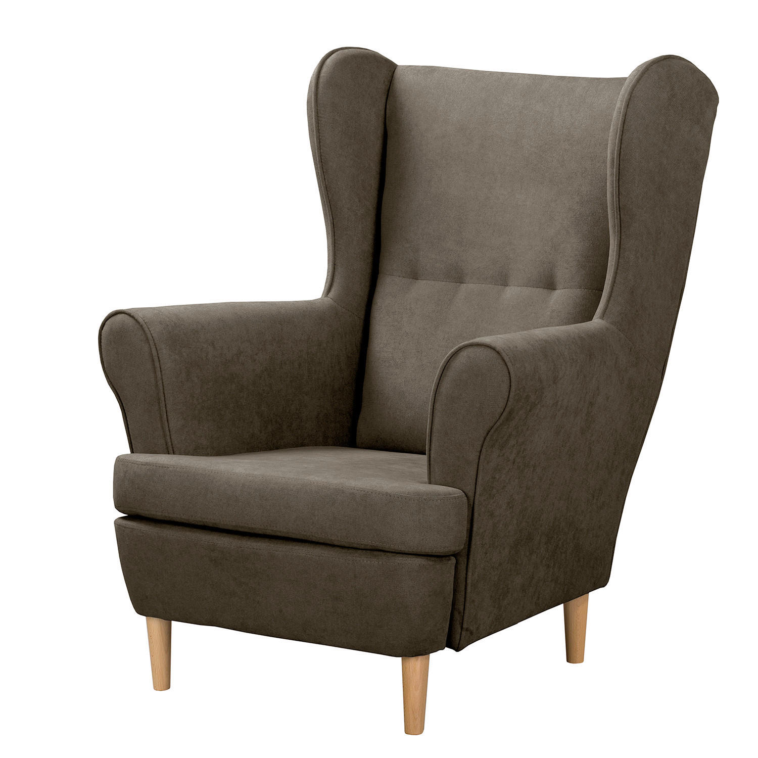 OHRENSESSEL Mikrofaser Braun  - Naturfarben/Braun, Design, Holz/Textil (87/105/90cm) - Livetastic