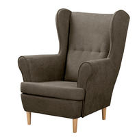 OHRENSESSEL Mikrofaser Braun  - Naturfarben/Braun, Design, Holz/Textil (87/105/90cm) - Livetastic