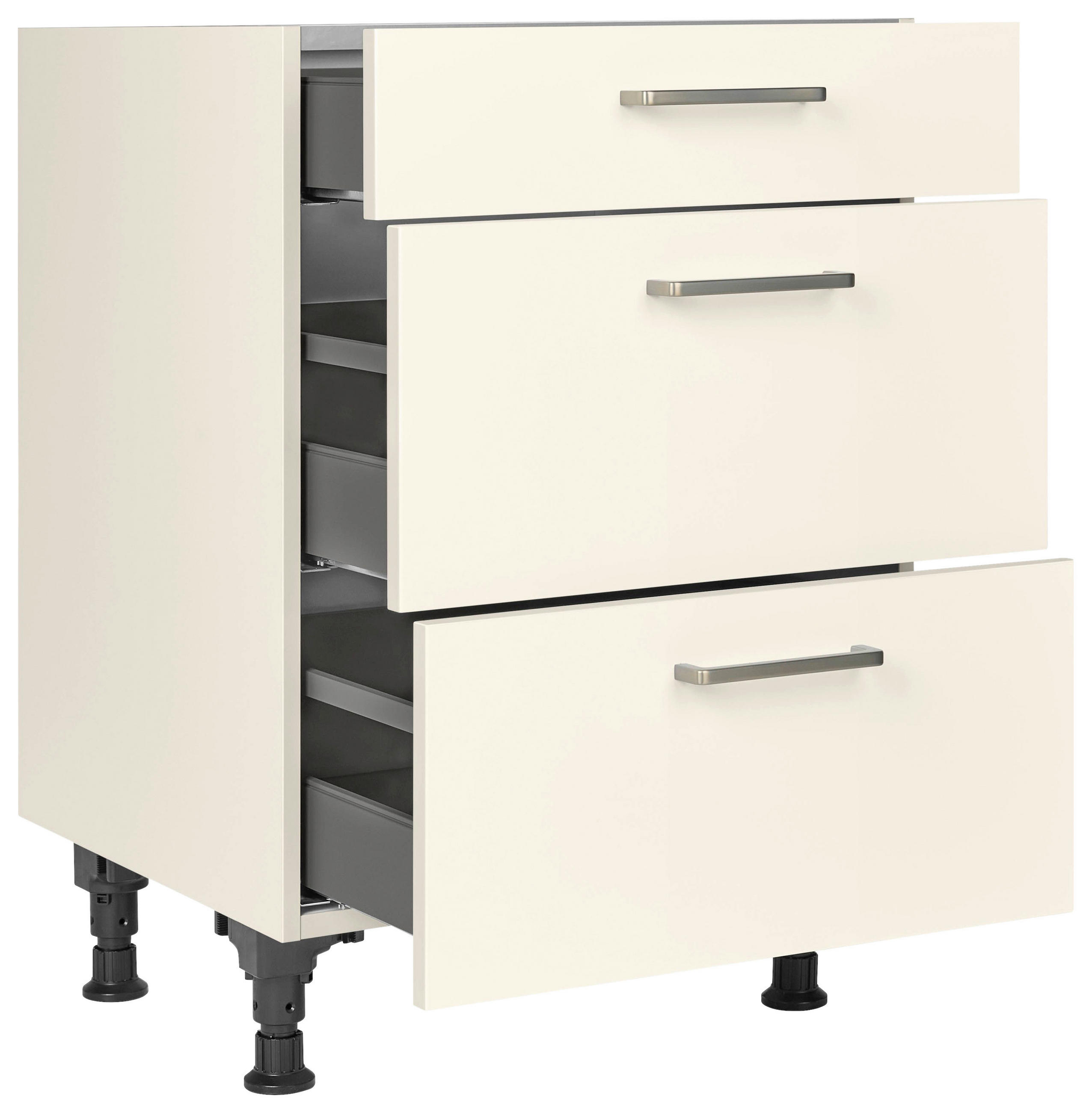 SCHUBKASTENUNTERSCHRANK 60/87/56 cm  in Magnolie  - Edelstahlfarben/Magnolie, MODERN, Holzwerkstoff/Metall (60/87/56cm) - Nobilia