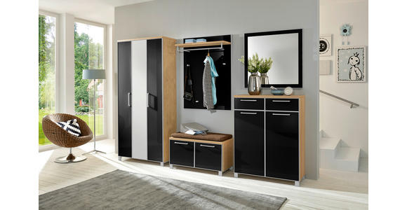 GARDEROBENBANK 84/45/40 cm - Chromfarben/Eichefarben, Design, Glas/Holz (84/45/40cm) - Novel