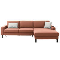 ECKSOFA Cord Rostfarben  - Rostfarben/Schwarz, Design, Textil/Metall (298/185cm) - Pure Home Lifestyle