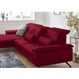 ECKSOFA in Echtleder Rot  - Rot/Schwarz, Design, Leder/Metall (193/328cm) - Dieter Knoll