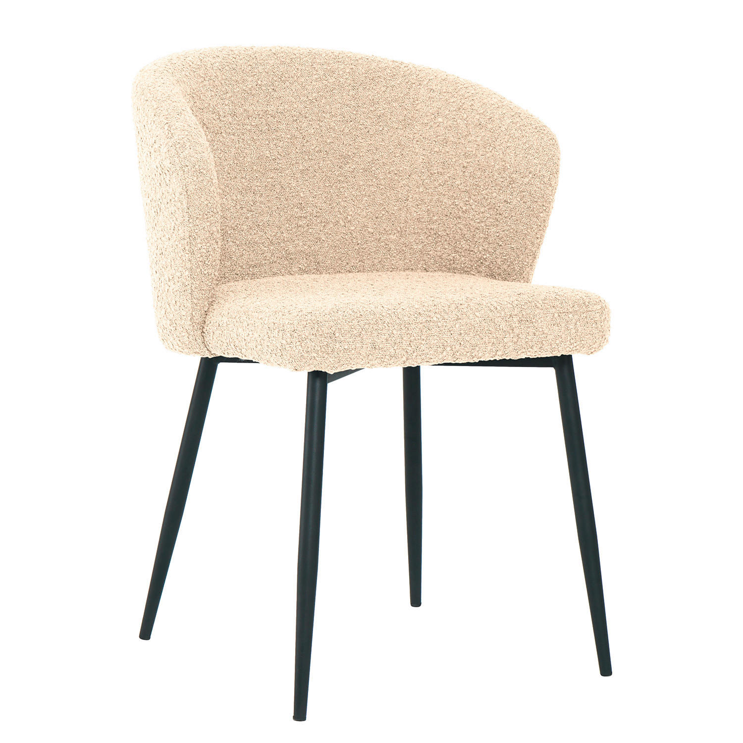 STOL järn bouclé  - svart/cremefärgad, Lifestyle, metall/textil (57/82/59cm) - home24