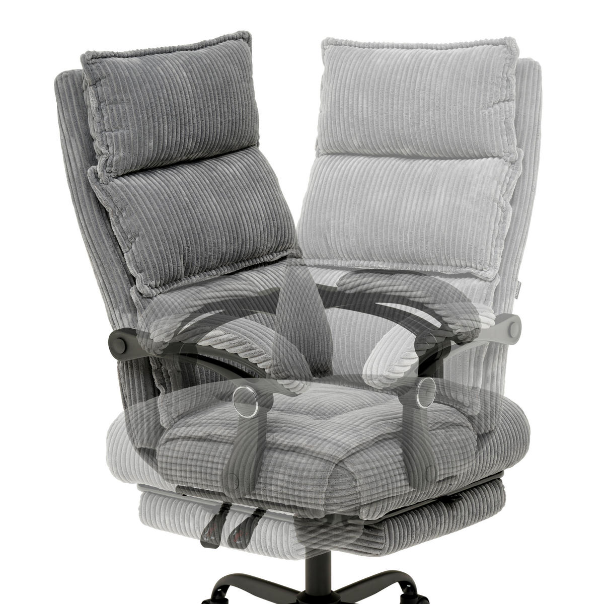 DREHSTUHL Cord Grau  - Schwarz/Grau, Modern, Holz/Kunststoff (65/116/124/65cm) - MID.YOU