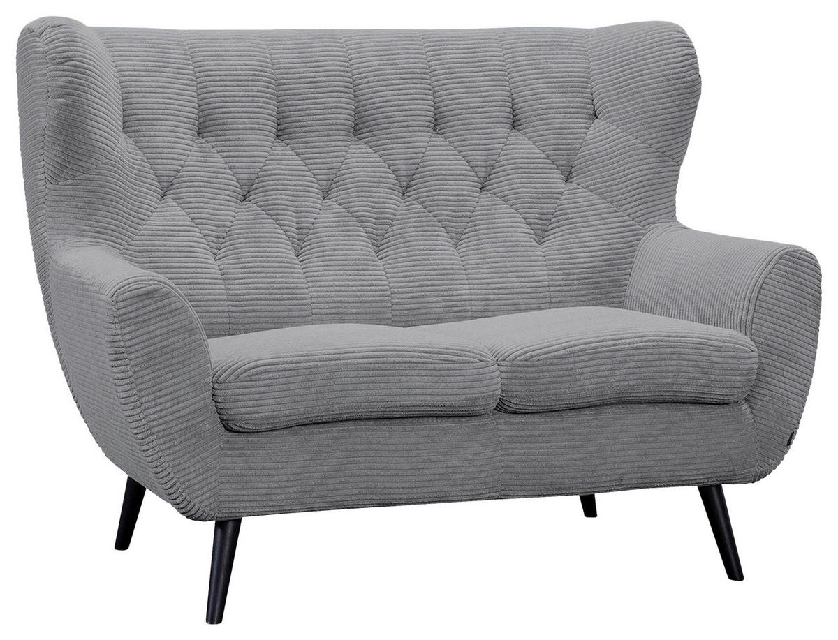 2-SITZER-SOFA Cord Hellgrau  - Hellgrau/Schwarz, Design, Holz/Textil (137/101/95cm) - Stylife