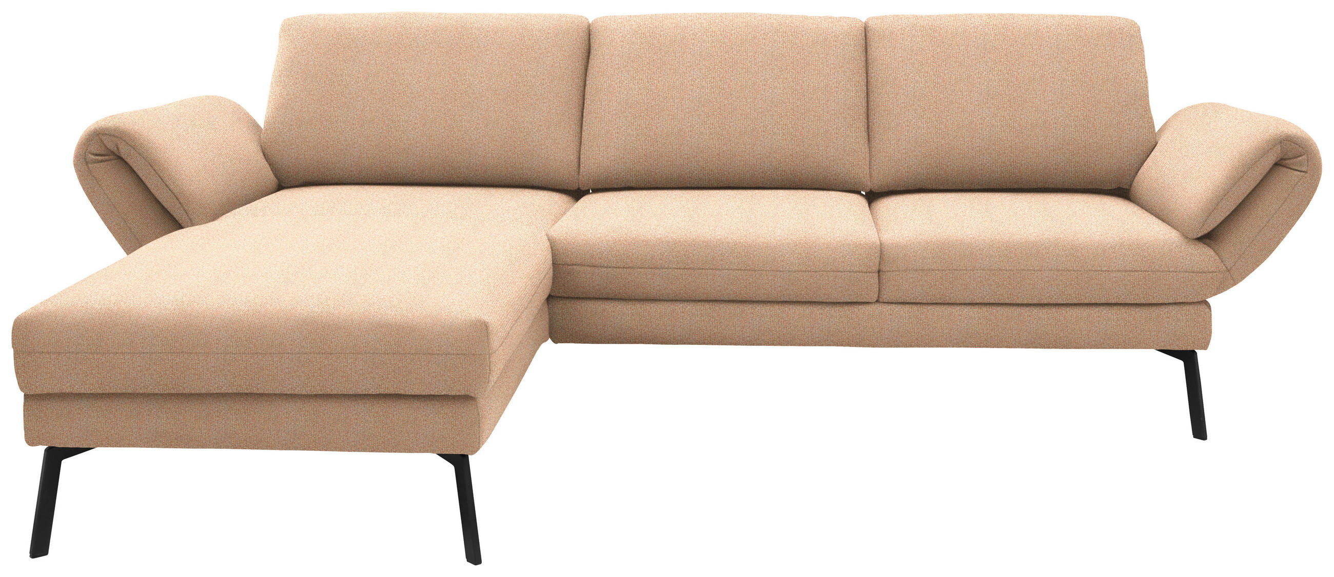 ECKSOFA  in Flachgewebe Lachsfarben  175-224/255-365 cm  - Schwarz/Lachsfarben, Design, Textil/Metall (175-224/255-365cm) - Dieter Knoll