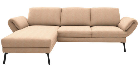ECKSOFA  in Flachgewebe Lachsfarben  175-224/255-365 cm  - Schwarz/Lachsfarben, Design, Textil/Metall (175-224/255-365cm) - Dieter Knoll