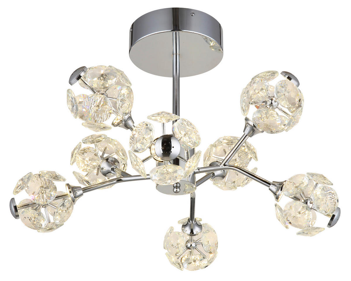 STROPNA LED-SVETILKA  VIRINA //3000 K/230 V/ - barve kroma/prozorno, Konvencionalno, kovina/steklo (68/38cm) - Globo