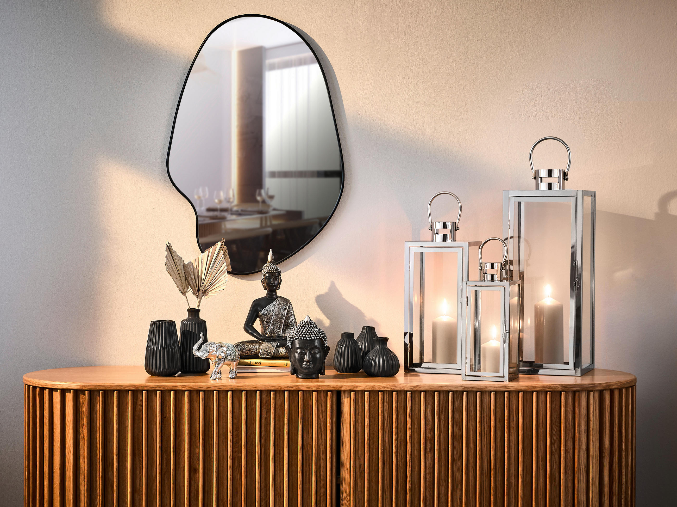 BUDDHA 21,5/28/11 cm  - Silberfarben/Braun, Basics, Kunststoff (21,5/28/11cm) - Ambia Home
