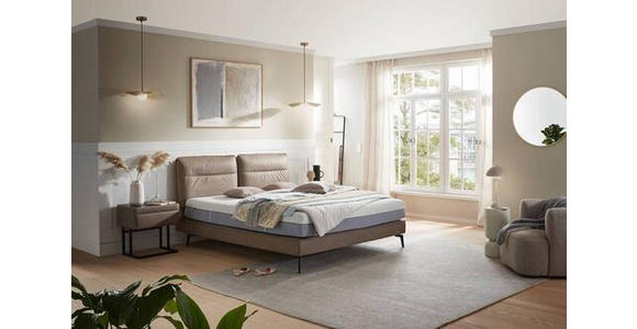 BOXSPRINGBETT 180/200 cm in Hellbraun - Hellbraun/Schwarz, Design, Textil/Metall (180/200cm) - Johann Jakob