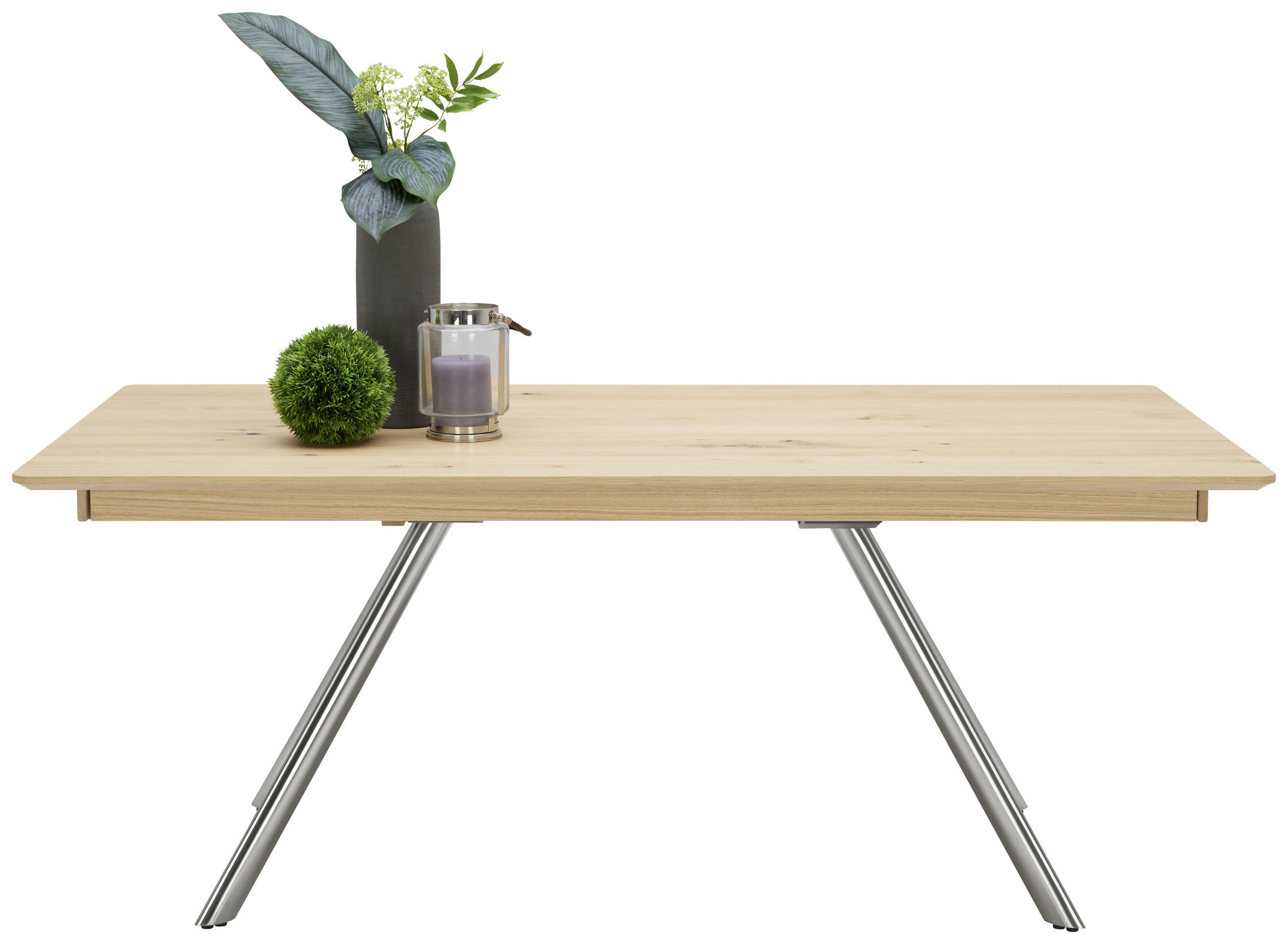 ESSTISCH in Holz, Metall 190/100/75 cm  - Edelstahlfarben/Eichefarben, Design, Holz/Metall (190/100/75cm) - Venjakob