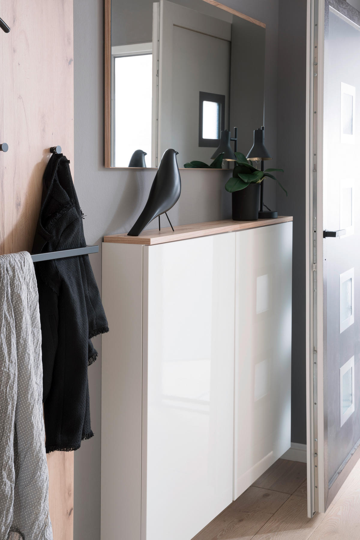 GARDEROBE 3-teilig  in 190/200/38 cm  - Weiss/Buchefarben, Konventionell, Holzwerkstoff (190/200/38cm) - Moderano