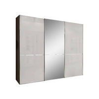SCHWEBETÜRENSCHRANK in Grau, Dunkelgrau  - Chromfarben/Dunkelgrau, Konventionell, Glas/Holzwerkstoff (300/236/67cm) - Novel