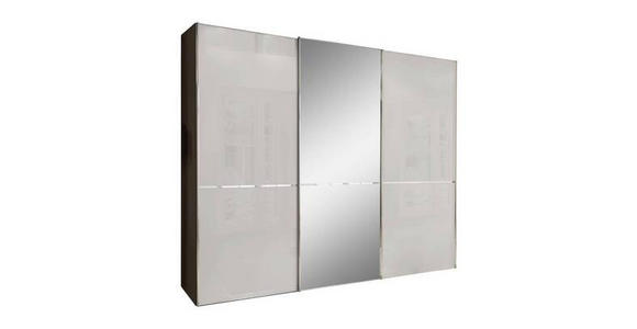SCHWEBETÜRENSCHRANK 300/236/67 cm 3-türig Grau, Dunkelgrau - Chromfarben/Dunkelgrau, KONVENTIONELL, Glas/Holzwerkstoff (300/236/67cm) - Novel