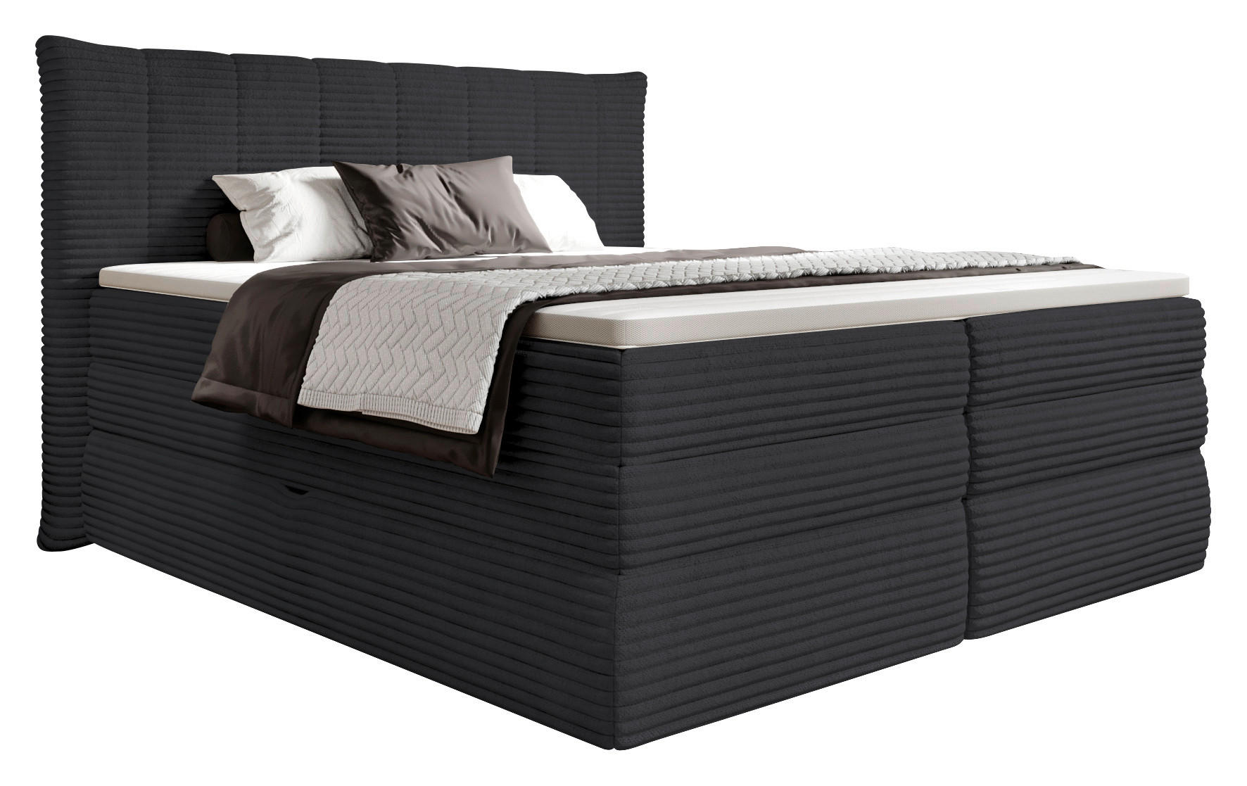 BOXSPRINGBETT 180/200 cm  in Dunkelgrau  - Dunkelgrau/Schwarz, Design, Kunststoff/Textil (180/200cm) - Esposa