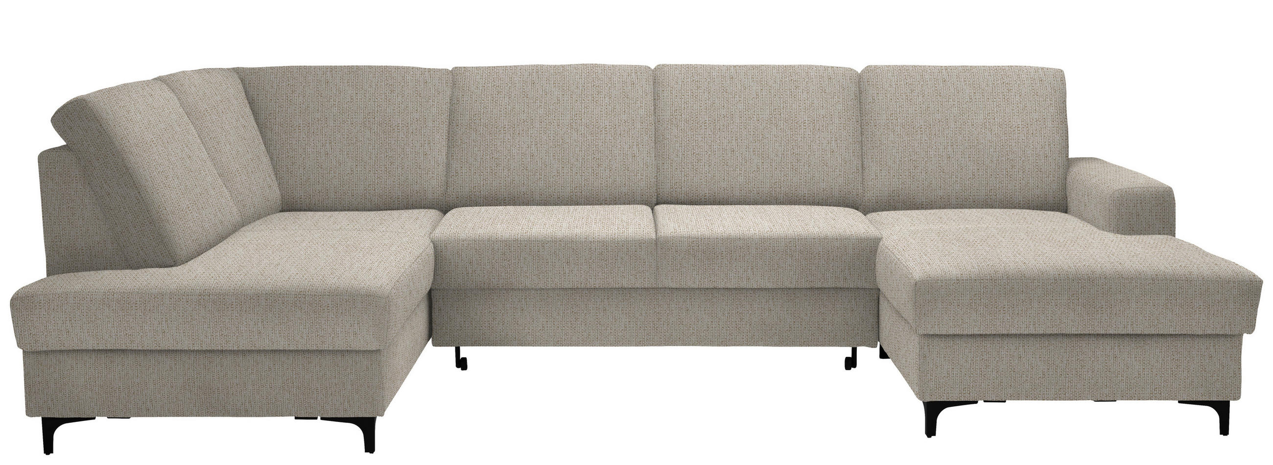 WOHNLANDSCHAFT Webstoff Beige  - Beige/Schwarz, Konventionell, Textil/Metall (185/317/167cm) - Stylife