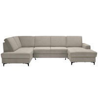 WOHNLANDSCHAFT Webstoff Beige  - Beige/Schwarz, Konventionell, Textil/Metall (185/317/167cm) - Stylife