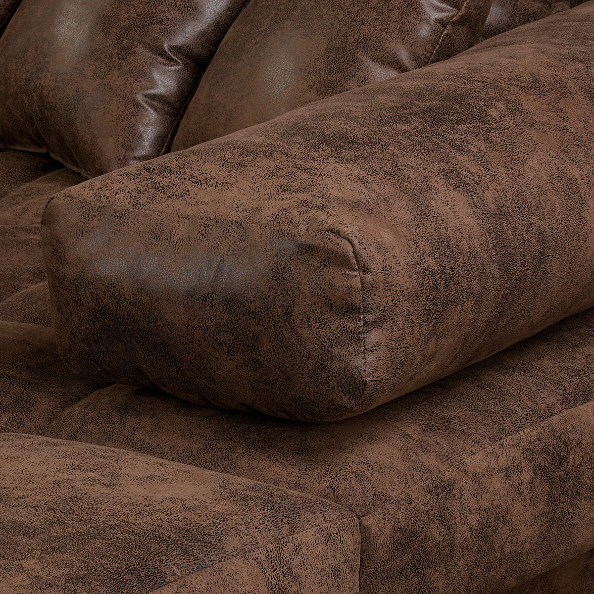 ECKSOFA Naomi in Lederlook Dunkelbraun Rückenkissen  284/243 cm  - Dunkelbraun/Schwarz, Design, Kunststoff/Textil (284/243cm) - P & B