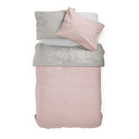 WENDEBETTWÄSCHE Makosatin 135/200 cm  - Hellgrau/Rosa, KONVENTIONELL, Textil (135/200cm)