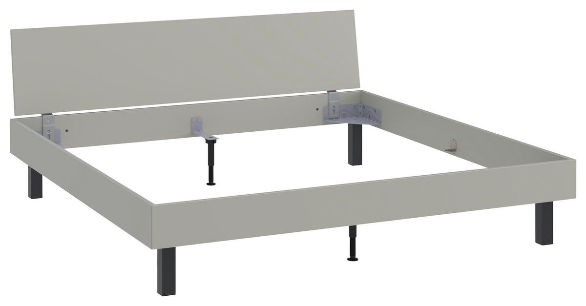 BETT 200/200 cm  in Hellgrau  - Hellgrau/Schwarz, Design, Metall (200/200cm) - Xora