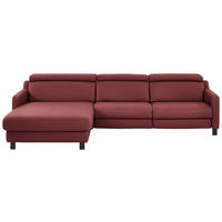 ECKSOFA Echtleder Dunkelrot  - Schwarz/Dunkelrot, Design, Leder/Metall (176/291cm) - Valdera