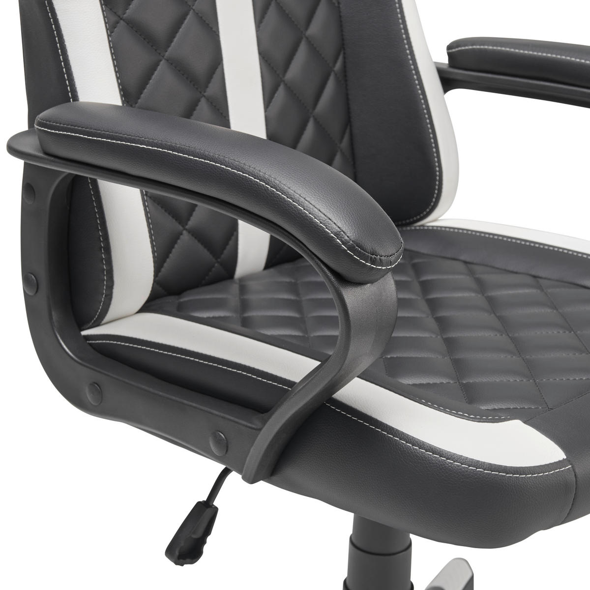 GAMINGSTUHL Schwarz, Weiß Metall, Kunststoff, Textil   - Schwarz/Weiß, LIFESTYLE, Kunststoff/Textil (60/114-124/62cm) - MID.YOU