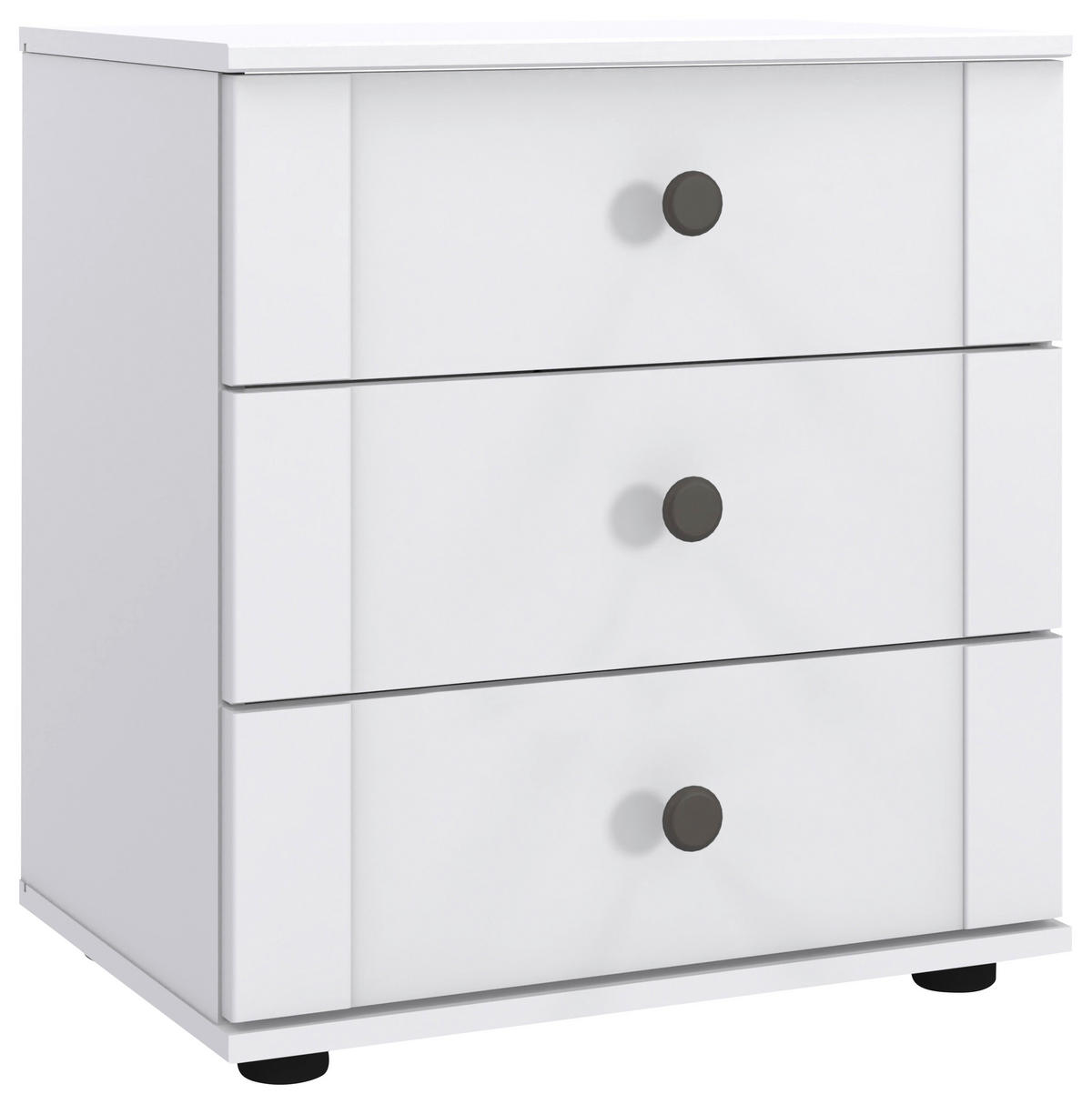 NACHTKÄSTCHEN 52/58/38 cm  in Weiß  - Schwarz/Weiß, Trend, Holzwerkstoff/Kunststoff (52/58/38cm) - Carryhome