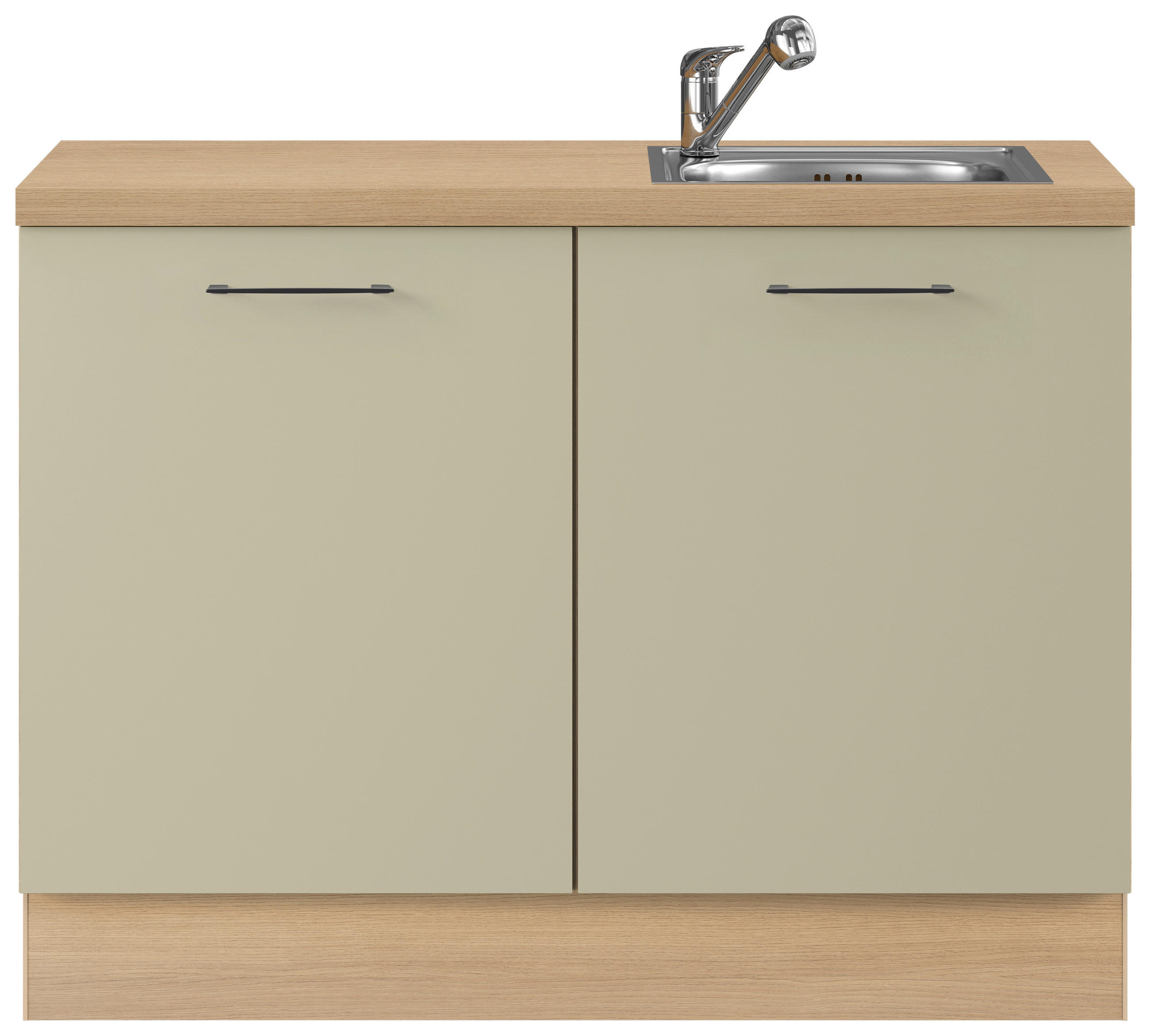SPÜLENUNTERSCHRANK 120/91,8/58 cm  in Eichefarben, Salbeigrün  - Salbeigrün/Eichefarben, Basics, Holzwerkstoff/Metall (120/91,8/58cm) - Impuls