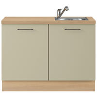 SPÜLENUNTERSCHRANK 120/91,8/58 cm  in Eichefarben, Salbeigrün  - Eichefarben/Salbeigrün, Basics, Holzwerkstoff/Metall (120/91,8/58cm) - Impuls