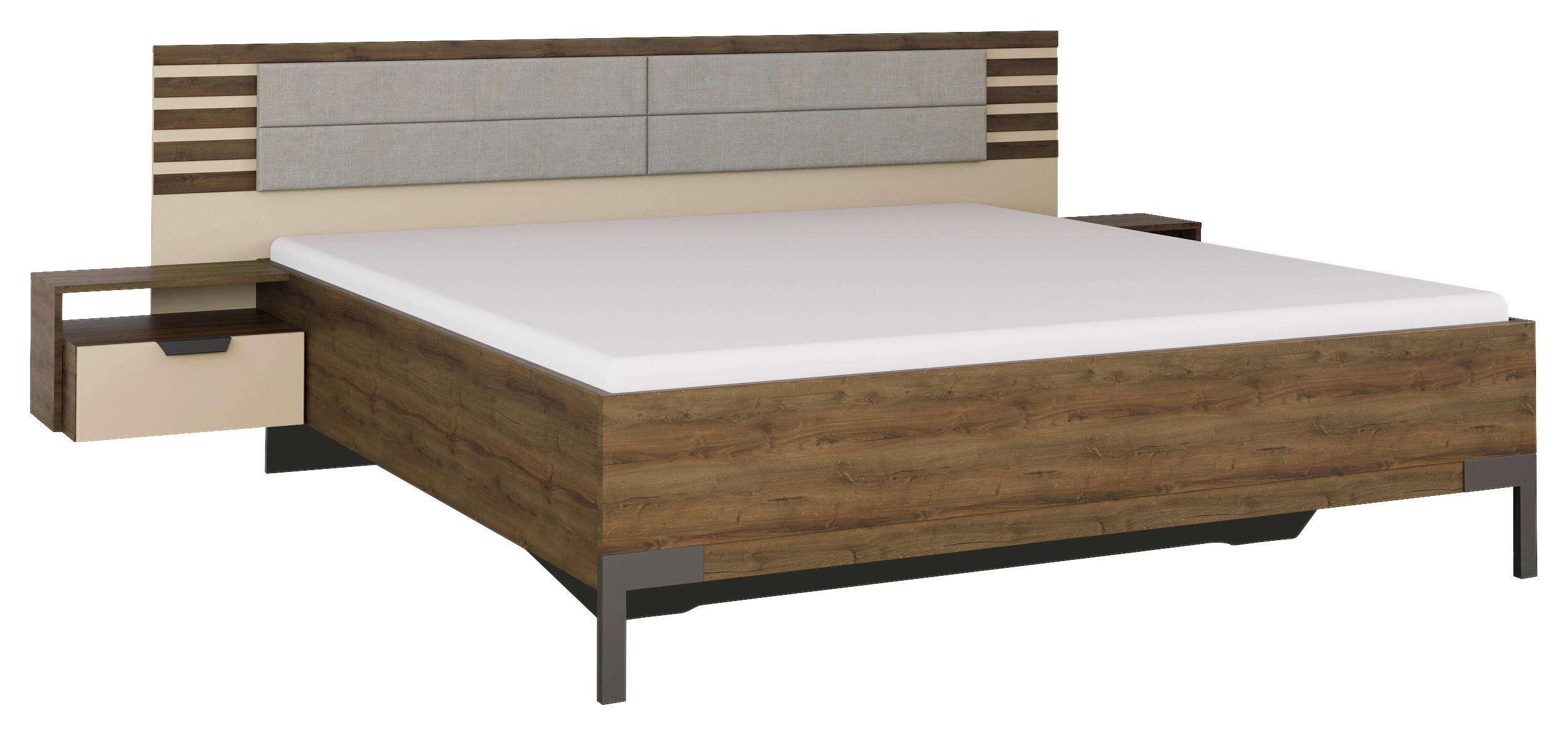 BETTANLAGE 180/200 cm  in Champagner, Eiche dunkel   - Eiche dunkel/Champagner, Modern, Holzwerkstoff (180/200cm) - Rauch Möbel