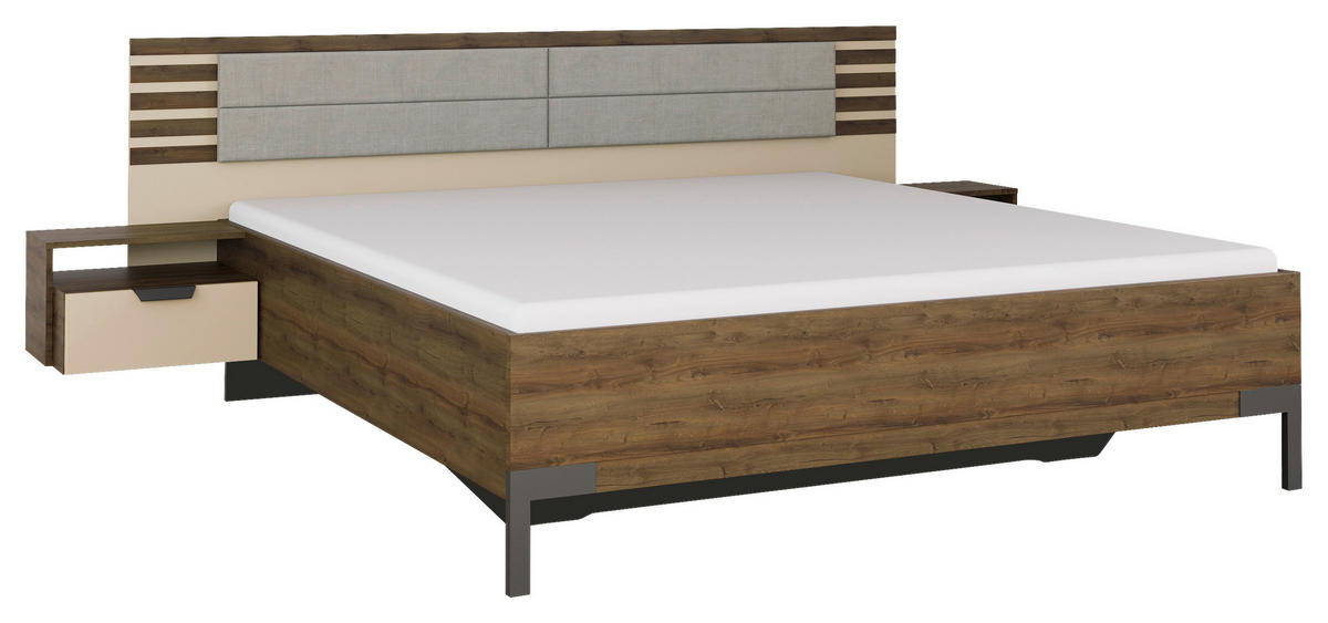 BETTANLAGE - Eiche dunkel/Champagner, MODERN (180/200cm) - Rauch Möbel