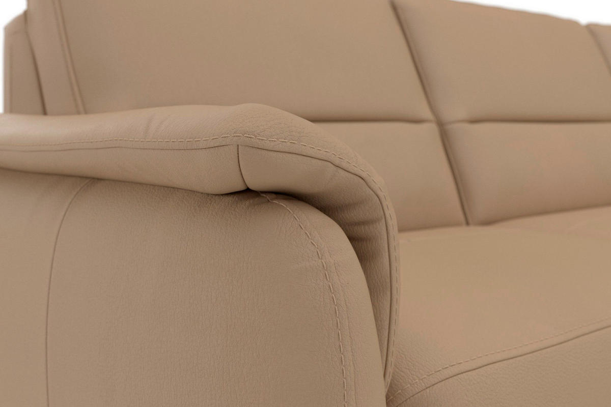 ROHOVÁ SEDAČKA, koža, cappuccino - farba duba/cappuccino, Basics, koža/drevo (244/163cm) - Sit & More