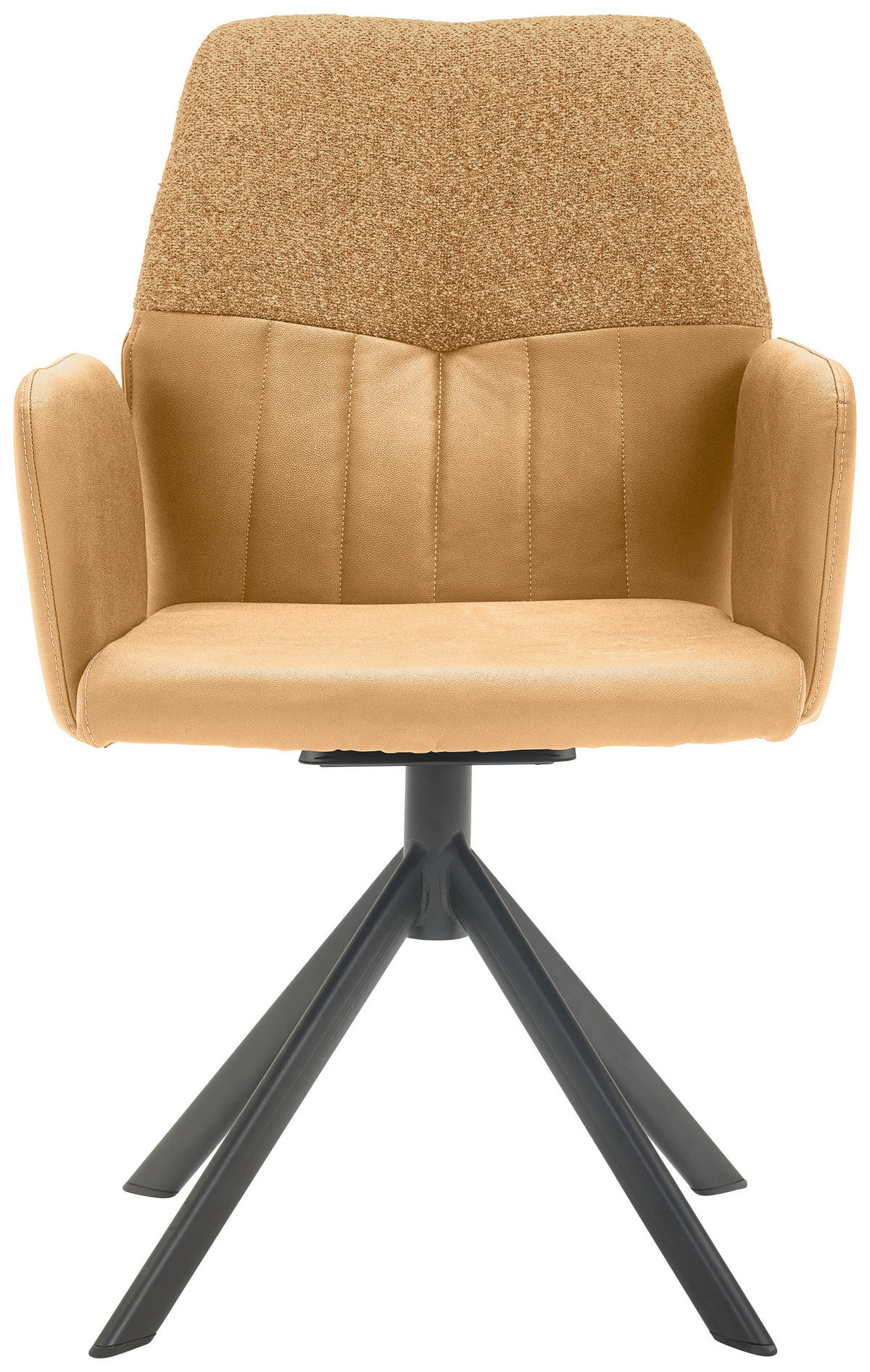 ARMLEHNSTUHL  in Lederlook, Webstoff  - Currygelb/Schwarz, Konventionell, Textil/Metall (57/87/63cm) - Valdera