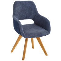 ARMLEHNSTUHL in Holz, Textil Blau, Eichefarben  - Wildeiche/Blau, Design, Holz/Textil (56/86/64cm) - Lomoco