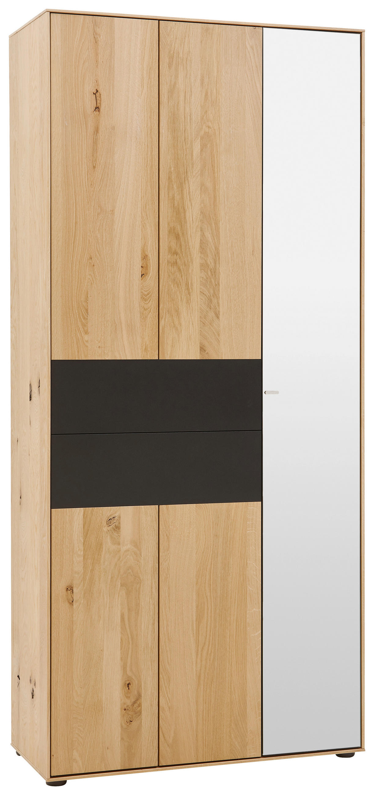 GARDEROBENSCHRANK  in 88,5/196/39 cm  - Eichefarben/Anthrazit, Natur, Glas/Holz (88,5/196/39cm) - Valnatura