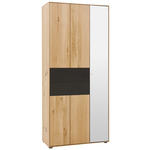 GARDEROBENSCHRANK  in 88,5/196/39 cm  - Eichefarben/Anthrazit, Natur, Glas/Holz (88,5/196/39cm) - Valnatura