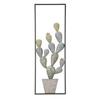 Wanddeko Cactus-Frame Metall  - Hellblau/Grün, Basics, Metall (31/90/2.5cm)
