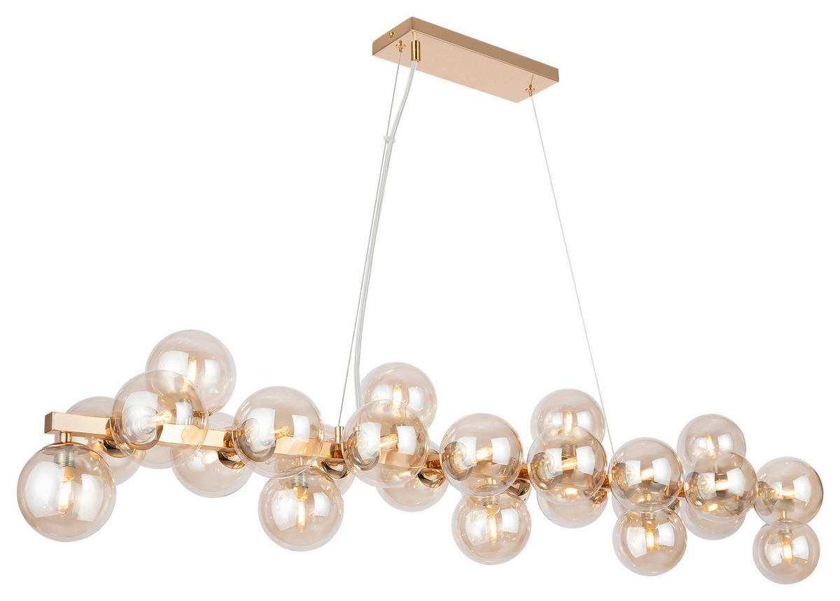PENDELLEUCHTE 23,8/22,8/123,5 cm   - Goldfarben, Trend, Glas/Metall (23,8/22,8/123,5cm) - MAYTONI