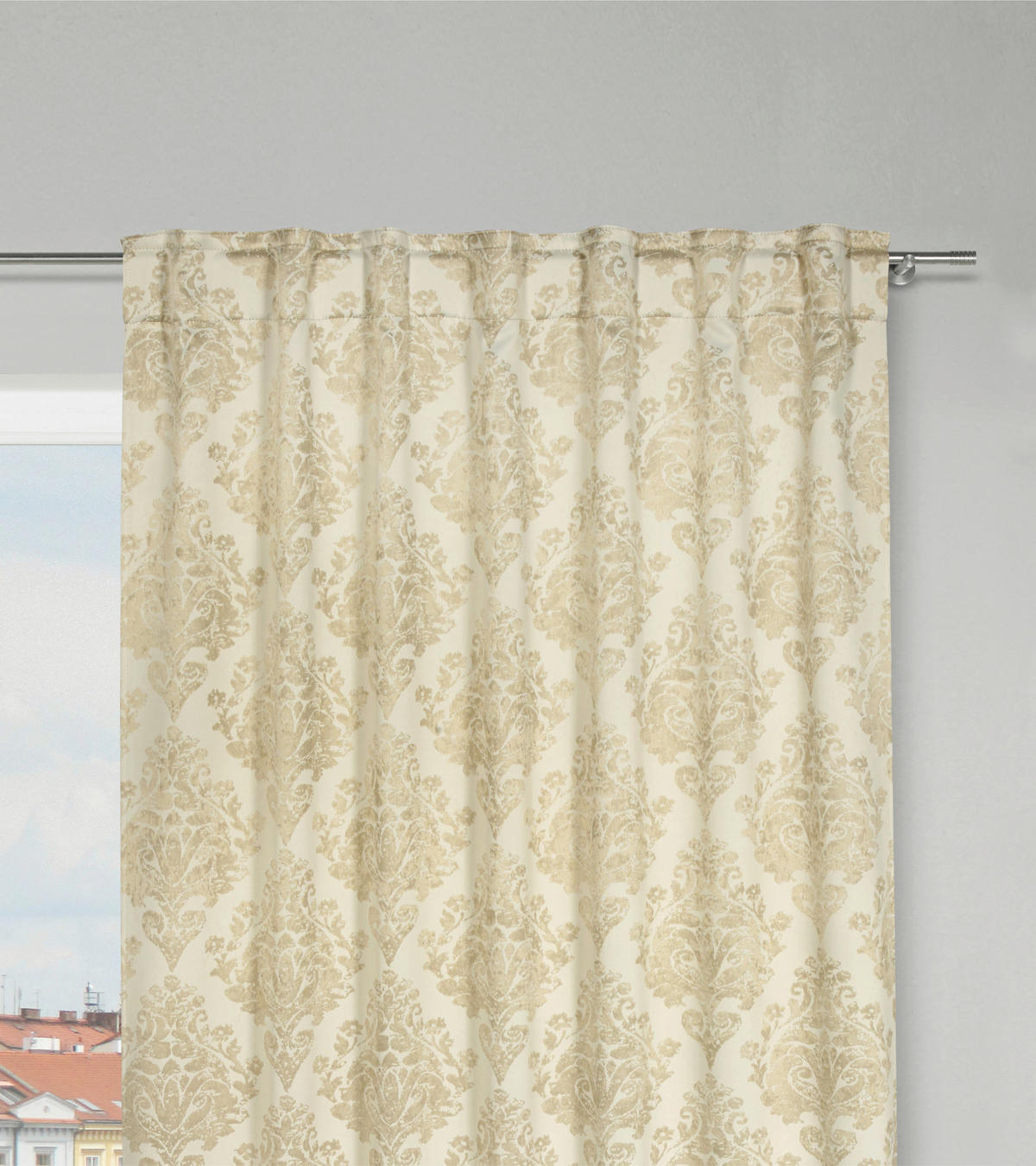 GARDINLÄNGD black-out (mörkläggande)  - cremefärgad, Basics, textil (135/245cm)