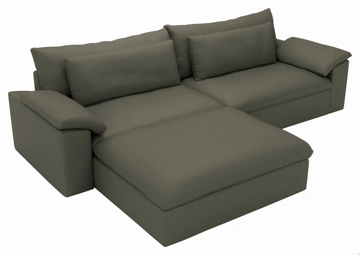 ECKSOFA Flachgewebe Grau  - Schwarz/Grau, Modern, Kunststoff/Textil (198/306cm) - Carryhome