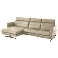 ECKSOFA in Echtleder Ecru  169/298 cm  - Ecru/Schwarz, Design, Leder/Metall (169/298cm) - Dieter Knoll